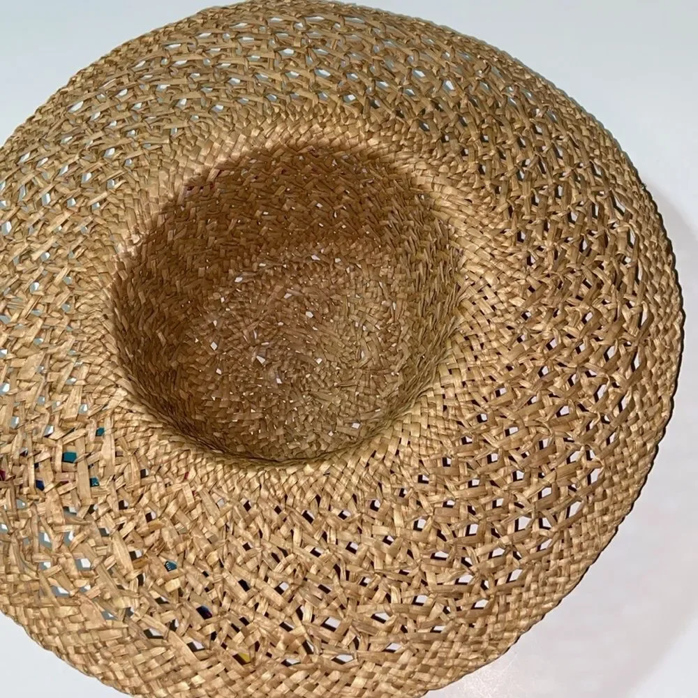 VTG, Chic Straw Hawaiian Unisex Hat With Colorful Scarf - Picture 8 of 9